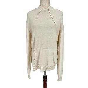 RP1 Hooded Long Sleeve Pullover Sweater w/ Pockets in Ivory- Size Large - NWT